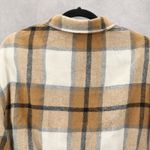 None Brown Crop Flannel Plaid Shacket Jacket Button Up Long Sleeve Western Utility XL Photo 6