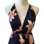 Women’s Long Flower Navy Blue Maxi Dress Beach Vacation Casual Size undefined Photo 10