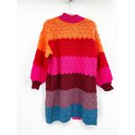 Anthropologie FARM RIO Sweater Cardigan Striped Rainbow Knit Puff Sleeve Open Front Photo 5