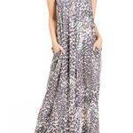Love stitch casual T back maxi dress with pockets leopard print Photo 1