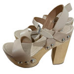 Jeffrey Campbell Platform High Heel Sandals Leather Beige Size 38 Italian Photo 0