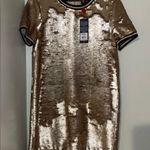 True Religion NWT  M black gold sequin dress wipe up and down sequin design Photo 2