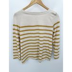 Loft  Top Women XS Cream Yellow Striped Boat Neck Long Sleeve 100% Cotton Tee Photo 1