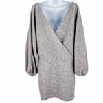 Neiman Marcus Blush Boutique Grey Long Bishop Sleeve Sweatshirt Pullover Dress Women's Small Photo 31