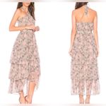MISA Los Angeles MISA Valeria halter tiered pink gray ruffle midi dress floral Photo 3