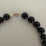 Anthropologie  Vintage Round Beaded Short Necklace Black and Gold 17"l Photo 2