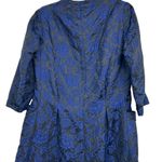 Vintage 1950s Handmade Navy Floral Brocade Coat Dress Mid Century Elegant Blue Size M Photo 10