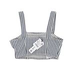 ZARA NEW Striped Denim Crop Top Blue & White Sleeveless Square Neck Size Medium Photo 2