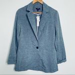 Drew  Anthropologie NWT Linen Blend Chambray Blue One Button Blazer Size S Photo 0