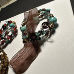 Lot Of 3 Beaded Spiral Wrap & Stretchy Set Assortment Bracelets Brown Blue Mix Photo 7