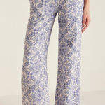 Soft Surroundings Aliso Point Linen Blue Tile Print Wide Leg Pant Medium Petite Photo 0