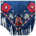 Floral Embroidered Poncho Scarf Topper Fringe NEW with Tags Blue Photo 5