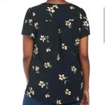Hilary Radley Navy Floral Blouse, Yellow Flowers, Polyester, Flutter Sleeve Top Photo 1