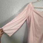 Free People  Women L Pale Pink Off The Shoulder Blouse 3/4 Tie Sleeve Balletcore Photo 3