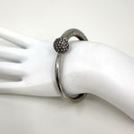 Banana Republic  Rhinestone Ball Clamper Style Hinged Bracelet Silver Tone Photo 5