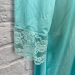 Vintage Gilead Nylon Robe Housecoat Sz S Silky Lace Button Teal Blue 3/4 Sleeve Photo 2