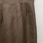 Chocolate Brown Linen Silk Blend Puff Sleeve Mini Dress Photo 6