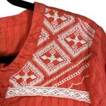 Natural Reflections Coral Cream Embroidered 3/4 Sleeve Gauzy Blouse Size Large Photo 4