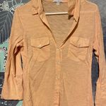 James Perse Orange Fitted Button Down Polo Top  Photo 3