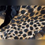 Betsey Johnson  Vintage Leopard Black Velvet Silk Blend Bead trim Taffeta Scarf Photo 6