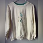 VTG Floral Embroidered Sweatshirt Crewneck Sweater Cream Blue Size M L White Size L Photo 2