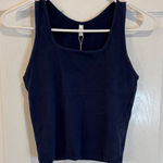 Reoria XS Blue Crop Top Tank Sleeveless Square Neck Casual Active Basic Photo 0