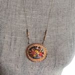 Artisan Crafted Floral Copper Pendant Necklace NWT NEW Gift Wearable Art Jewelry Orange Photo 1