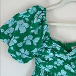 AMUR Martine Mini Dress floral Sz 6 sweetheart neck puff sleeve green Photo 3