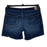 American Eagle SZ 8 Jean Shorts Mid-Rise Zip-Fly Pockets Frayed Hems Whiskered Photo 2
