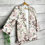 Anne Klein  Pink & Green Floral Open Front Linen Blend Blazer Jacket Size Medium Photo 1