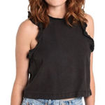Bella Dahl Womens  Ruffle Mock Neck Tank Sleeveless Top in Night Shadow - Sz M Photo 0