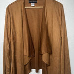 Wear Abouts Faux Suede Long Sleeve Cardigan with Drape Front Design Women Large Brown Photo 0