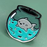 Hot Topic Cute Shark Fish Bowl Enamel Pin Photo 1