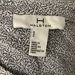 Buttons Halston Dolman Sleeve Blouse M Black White Hidden  Cuffed Round Neck Photo 5