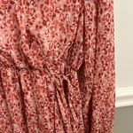 Chelsea 28 Pink White Floral Faux Wrap Girly Feminine Chiffon Dress Medium Photo 4