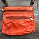 Fossil  Explorer Crossbody‎ Bag Orange Pebbled Leather Zip Top Purse Pockets FLAW Photo 10