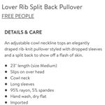 Free People  Lover Rib Split Back Pullover Sweater S Photo 7