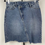 Sam Edelman  Medium Blue Wash The Riley Asymmetrical Raw Hem‎ Denim Jean Skirt 29 Photo 0