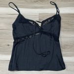 Elodie Anthropologie Black Satin Tie Front Cami Tank Top Women’s Small Photo 0