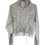 Fabletics Gray Nylon Mesh Long Sleeve Hooded Athletic Full Zip Jacket Women Sz S Photo 0