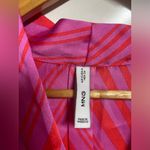 Mango NEW MNG SATIN PRINT BLOUSE size 4 women’s top shirt vneck pink red Photo 6