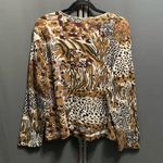 Westbound B20-Women's Top XL Brown Animal Print Long Sleeve Photo 4