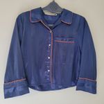 Free People Intimately Blue Satin Cropped Pajama Top Photo 0