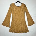 Umgee USA Tan Lace Bell Sleeve Mini Dress Size Medium Western Boho Flare Chic Photo 3