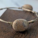 Statement Bracelet Gold Tone with Beige Accents Photo 1