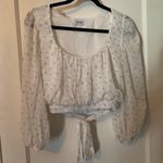 Lilyful Long sleeve Crop White Floral Print Top Photo 0