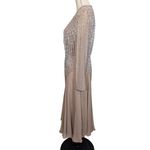 Oleg Cassini 80s 90s Vintage  Couture Formal Beaded Crêpe Dress Beige Size 6 Photo 1