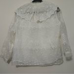 ZARA  Sheer Lace Victorian Blouse White High Neck Ruffle Collar Size M‎ Photo 4