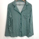 Tommy John Green Striped Women's Pajama Top Long Sleeve Button Down Size L Photo 0