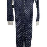 Sleepy Jones Polka Dot Union Suit One Piece Pajamas Navy Cotton Womens Small New Blue Photo 0